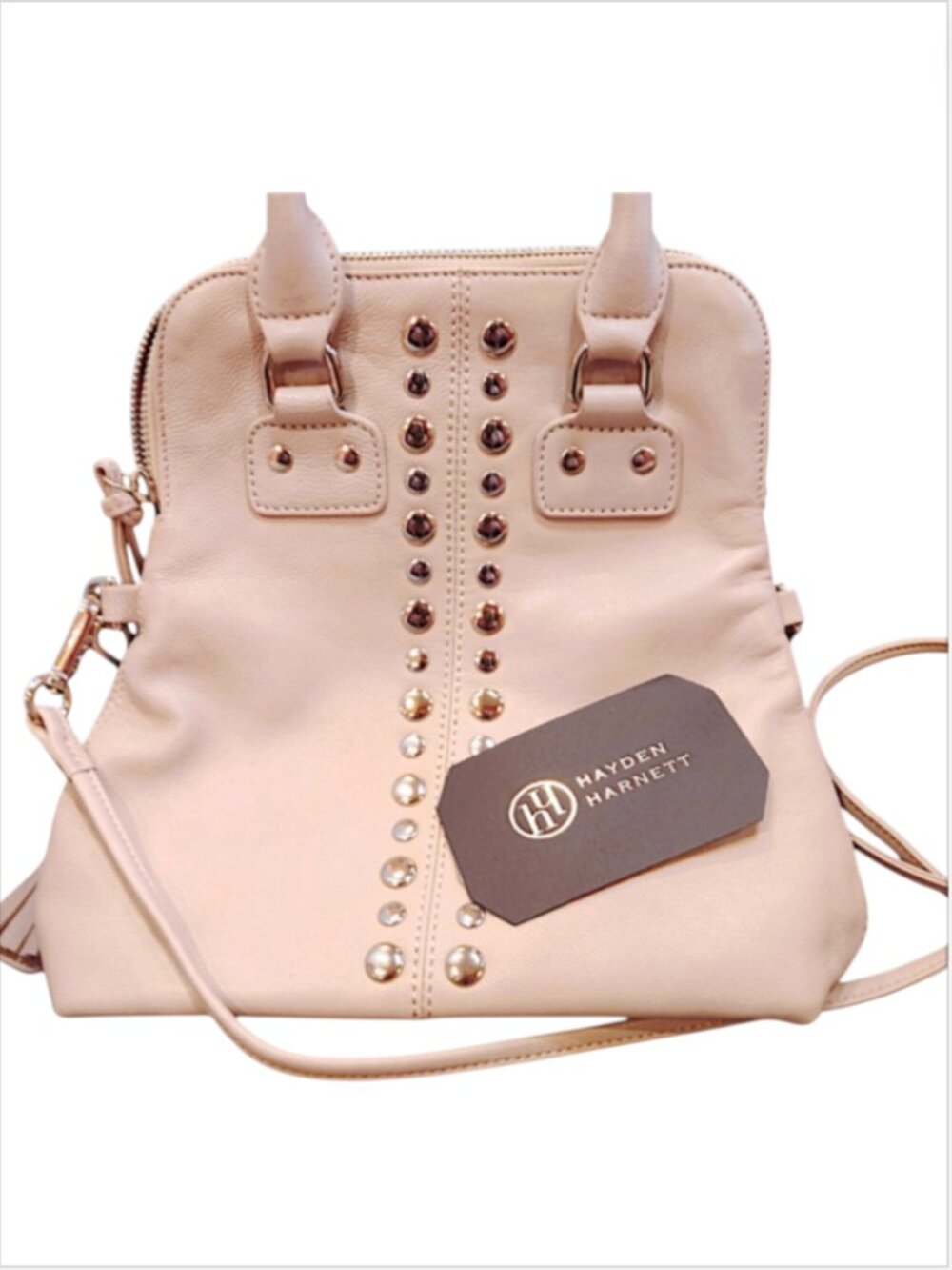 NEW Hayden Harnett Studded Blush Leather 2-in 1 Hand Bag / Cross Body w/Dust Bag